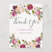 ピンク鮮やかの植物フローラありがとう ポストカード (正面)