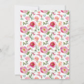 ピンク鮮やかの水彩フローラ庭園の結婚式 招待状 (裏面)