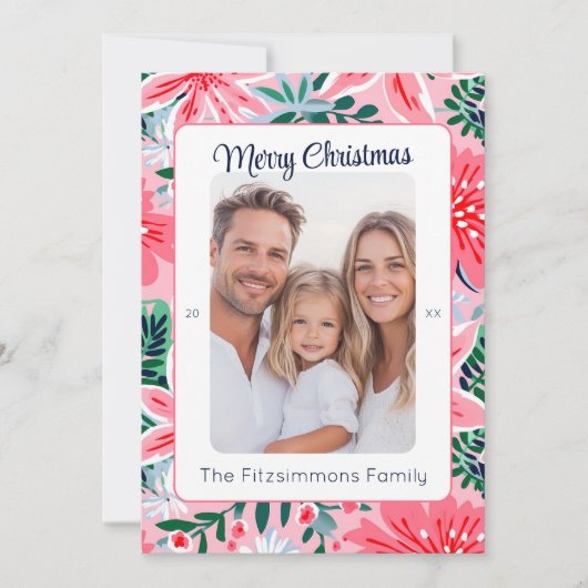 ピンク鮮やかの熱帯クリスマスフローラ写真 シーズンカード (正面)