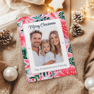 ピンク鮮やかの熱帯クリスマスフローラ写真 シーズンカード