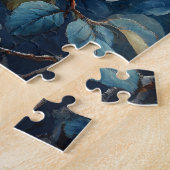 ピンク鮮やかの牡丹の花の水色 ジグソーパズル (側面)