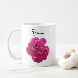 ピンク鮮やかの牡丹の花パーソナライズドマグカップ コーヒーマグカップ