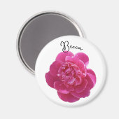 ピンク鮮やかの牡丹パーソナライズされた花 マグネット (正面/裏面)