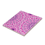 ピンク鮮やかの紫と白のモロッコパターン タイル (側面)