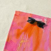 ピンク鮮やかの花の花瓶 ビーチタオル (インサイチュ)