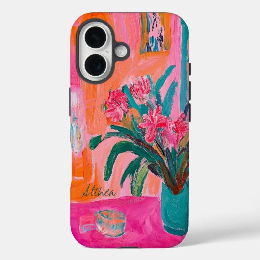 ピンク鮮やかの花の花瓶 Case-Mate iPhoneケース (裏面)