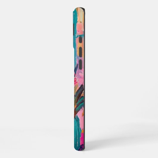 ピンク鮮やかの花の花瓶 iPhoneケース (左側面)