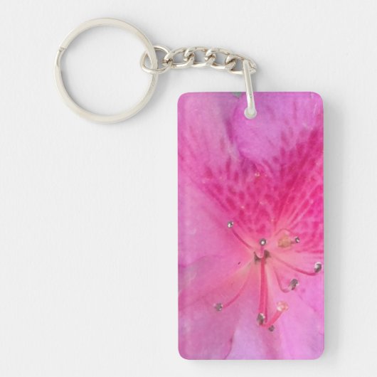 ピンク鮮やかの花アクリル キーホルダー (正面)