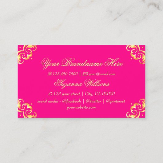 ピンク鮮やかの金ゴールド華美豪華で豪華 名刺 (裏面)