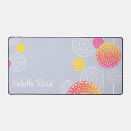 ピンク鮮やかイエローランダムマンダパーソナライズされたラ デスクマット