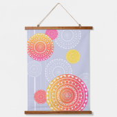 ピンク鮮やかイエローランダムマンダラ 吊り下げ型タペストリー (正面)