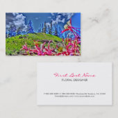 ピンク鮮やかオダマキ（植物）フラワー名刺 名刺 (正面/裏面)