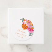 ピンク鮮やかオレンジフローラ夏のカスタムウェディング フェイバータグ (インサイチュ)