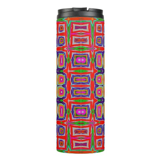 ピンク鮮やかオレンジ抽象芸術万華鏡のように千変万化するパターンパターン タンブラー (裏面)