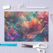 ピンク鮮やかオレンジ色ティール（緑がかった色）フローラ切り離 薄葉紙 (クラフト)