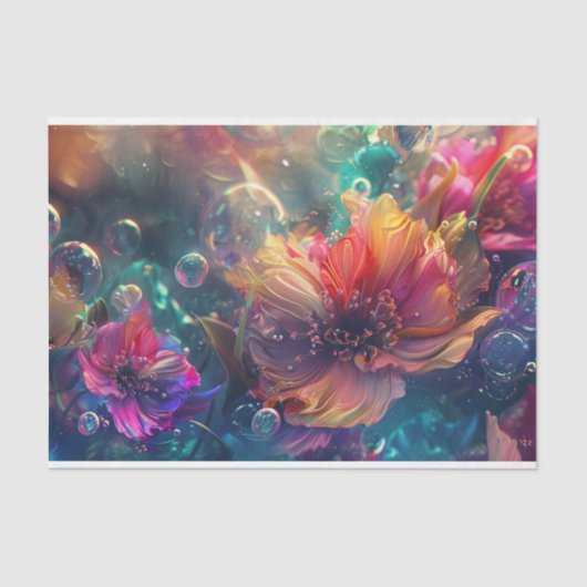 ピンク鮮やかオレンジ色ティール（緑がかった色）フローラ切り離 薄葉紙 (正面)