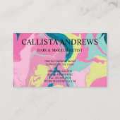 ピンク鮮やかグリッタードリップアート爪、 ネイルデザイン 名刺 (裏面)