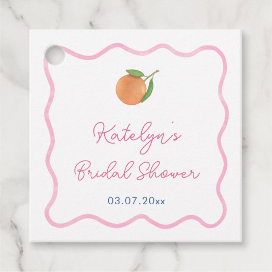 ピンク鮮やかコバルトブルーシトラスブライダルシャワー フェイバータグ (正面)