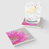 ピンク鮮やかサボテンの花花びら ストーンコースター (横)