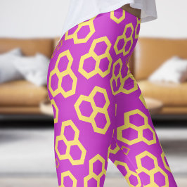 ピンク鮮やかハニーホームパターン レギンス