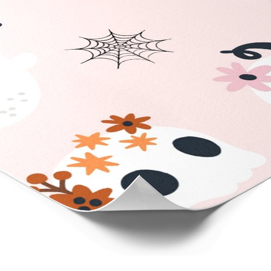 ピンク鮮やかハロウィーンキャンディパーティー標識 ポスター (角)