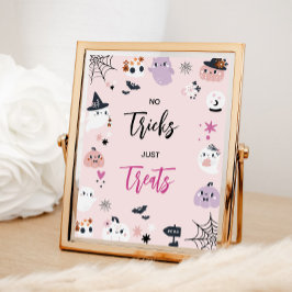 ピンク鮮やかハロウィーンキャンディパーティー標識 ポスター