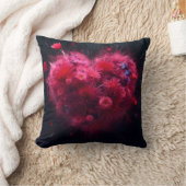 ピンク鮮やかハートバースト クッション (ブランケット)
