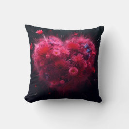 ピンク鮮やかハートバースト クッション