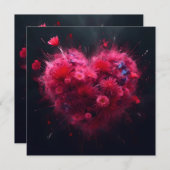 ピンク鮮やかハートバースト サンキューカード (正面/裏面)