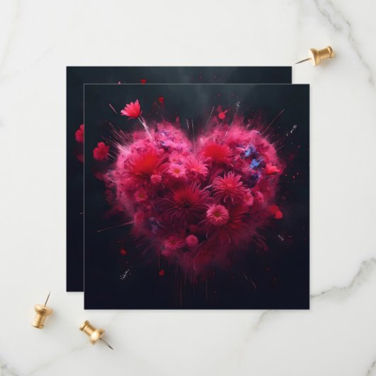 ピンク鮮やかハートバースト セーブザデート (正面/裏面インサイチュ)