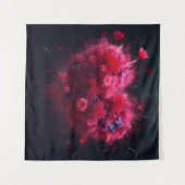 ピンク鮮やかハートバースト タペストリー (正面(横))