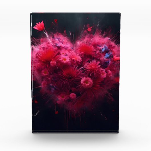 ピンク鮮やかハートバースト フォトブロック (正面)