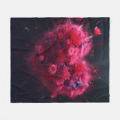 ピンク鮮やかハートバースト フリースブランケット (正面(横))