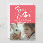 ピンク鮮やかパステルハッピーイースターカスタム写真 シーズンカード (正面)