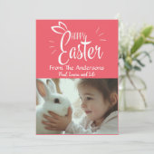 ピンク鮮やかパステルハッピーイースターカスタム写真 シーズンカード (スタンド正面)