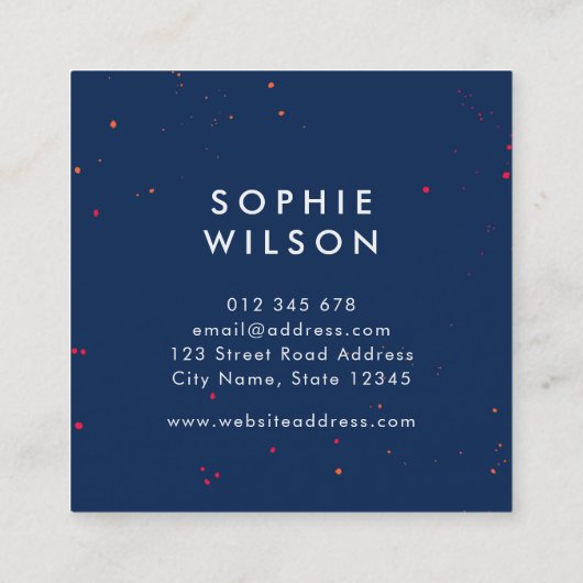 ピンク鮮やかパープルオレンジストロモダンッはっきりしたク スクエア名刺 (裏面)