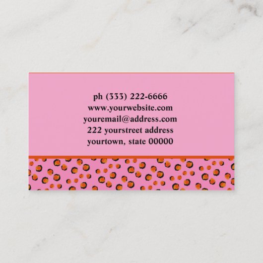 ピンク鮮やかヒョウアニマルプリントモノグラム 名刺 (裏面)