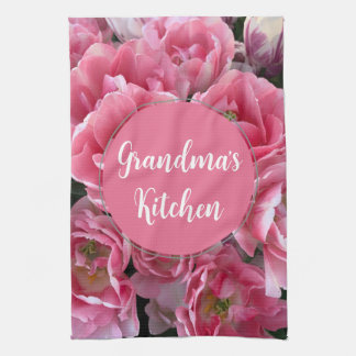 ピンク鮮やかフローラおばあちゃんのキッチンタオル キッチンタオル