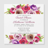 ピンク鮮やかフローラロマンチックガーデンブライダルシャワー マグネット招待状 (正面)