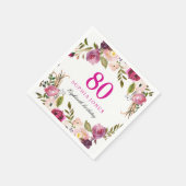ピンク鮮やかボタニカルフローラ80th誕生日パーティー スタンダードカクテルナプキン (角)