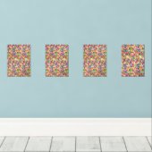 ピンク鮮やかモダンとムーを使ったアート作品 (ウッドフロア)