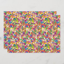 ピンク鮮やかモダンとムーを使ったアート作品 サンキューカード