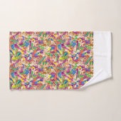 ピンク鮮やかモダンとムーを使ったアート作品 バスタオルセット (ハンドタオル)