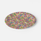 ピンク鮮やかモダンとムーを使ったアート作品 ペーパープレート (アングル)