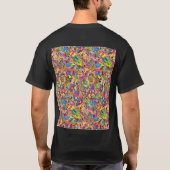 ピンク鮮やかモダンとムーを使ったアート作品 Tシャツ (裏面)