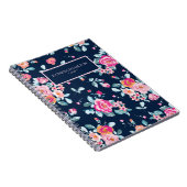 ピンク鮮やかローズヴィンテージフローラルパターン ノートブック (右側)