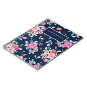 ピンク鮮やかローズヴィンテージフローラルパターン ノートブック (左側)