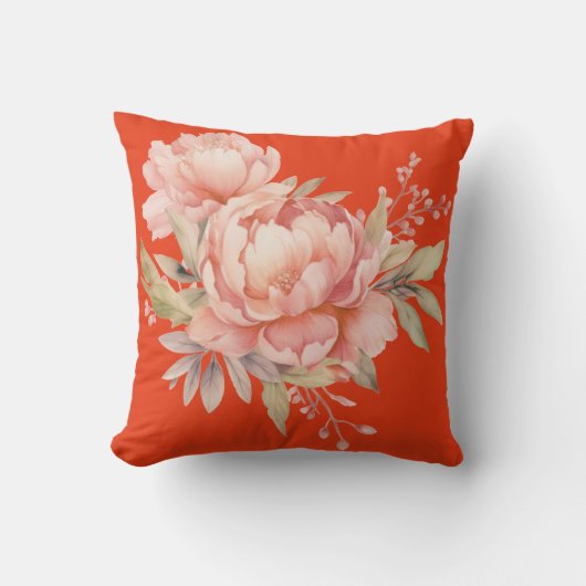 ピンク鮮やかワイルドフラワー装飾用クッション クッション (正面)