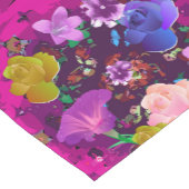 ピンク鮮やか抽象芸術フローラテーブルランナー ショートテーブルランナー (コーナー)