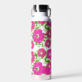 ピンク鮮やか抽象芸術フローラデザイン |パーソナライズされた | ウォーターボトル (正面)